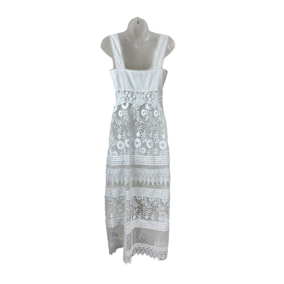 Guess Jolene White Lace Button Front Duster XS Top Tunic Empire Waist - Picture 4 of 12